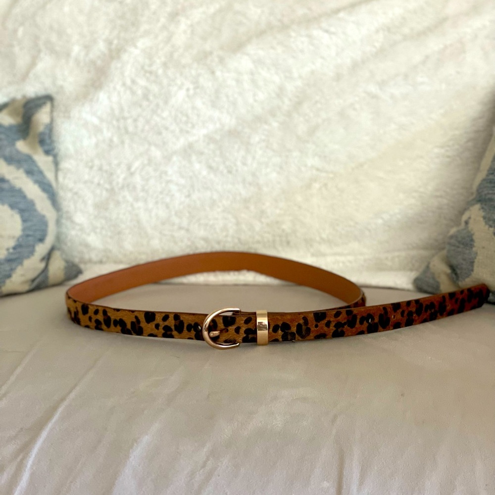 Leopard print skinny fashion belt